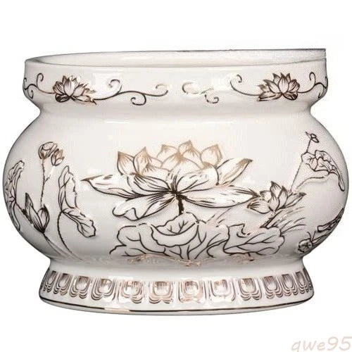 4.7inch  Incense Burner Porcelain Lotus Worship Guanyin Censer Buddhist 07FC0E-D4 - KOEEK