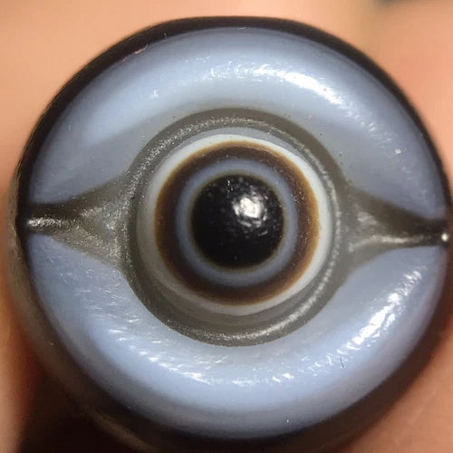 16mmTibetan Old Agate Eye Bead Carved One Eye Dzi Style High Polish Jewelry 07FC0E-D4 - KOEEK