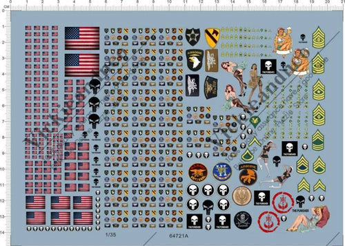 1/35 Scale helmet All Size USA flag brassard collar badge Model Kit Water Decal 07FC0E-D4 - KOEEK