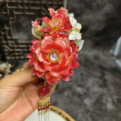 Glass Hanfu Hairpin with Tassels  Chinese Style Traditional Headpiece 07FC0E-D4 - KOEEK