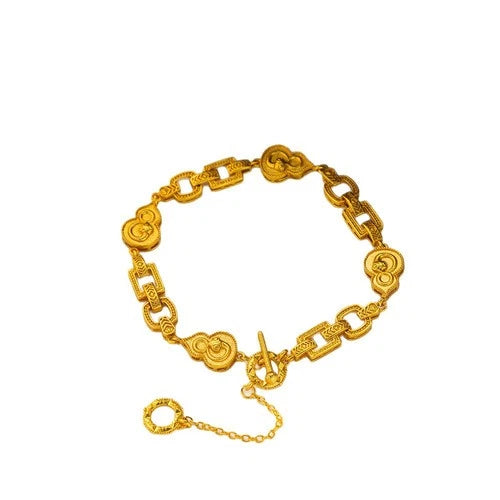 Gold Plated Blessing Linked Bead Bracelet Chinese Style Jewelry For Women 07FC0E-D4 - KOEEK