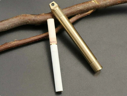 Brass Case Titanium Toothpick set Keychain Waterproof Box Cigarette Container 07FC0E-D4 - KOEEK