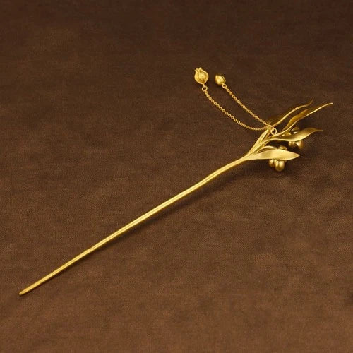Cloisonne Daffodil Hairpin Chinese Style Tassel Hanfu Traditional Hair Jewelry 07FC0E-D4 - KOEEK