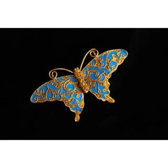 Cloisonne Butterfly Brooch Filigree Inlay Faux Kingfisher Pin Jewelry for Women 07FC0E-D4 - KOEEK