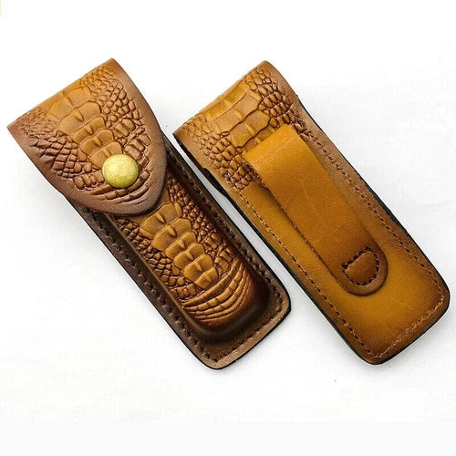 Hot HAND MADE PURE COW LEATHER SHEATH FOR 5" FOLDING KNIFE & OTHER EDC TOOLS 07FC0E-D4 - KOEEK