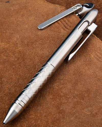 Titanium Pocket Ball Pen Ballpoint Pen Office Signature Clip Switch Outdoor EDC 07FC0E-D4 - KOEEK