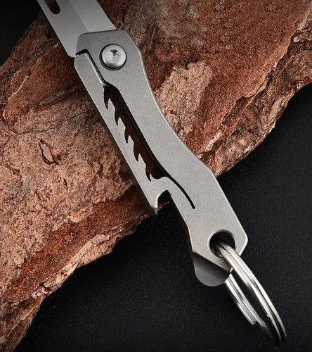 Titanium Mini Knife Keychain Folding Knife Bottle Opener Tool Outdoor Pocket EDC 07FC0E-D4 - KOEEK