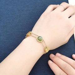 Gold Plated Fu Character Bracelet Chinese Ethnic Style Vintage Womens Jewelry 07FC0E-D4 - KOEEK