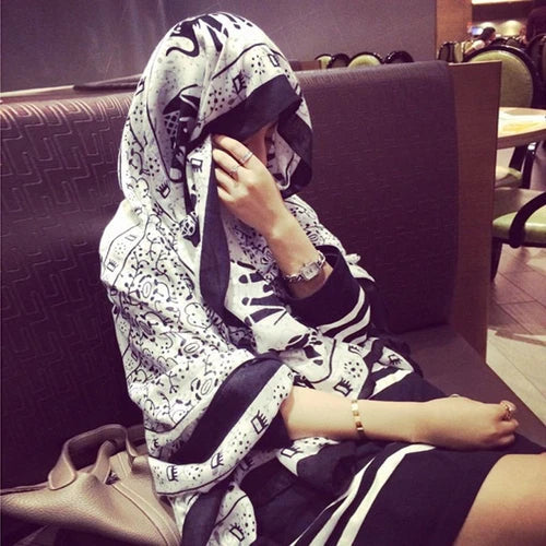Ethnic Print Cotton Linen Scarf Shawl Wrap Large Cover for Summer Beach Sun 07FC0E-D4 - KOEEK