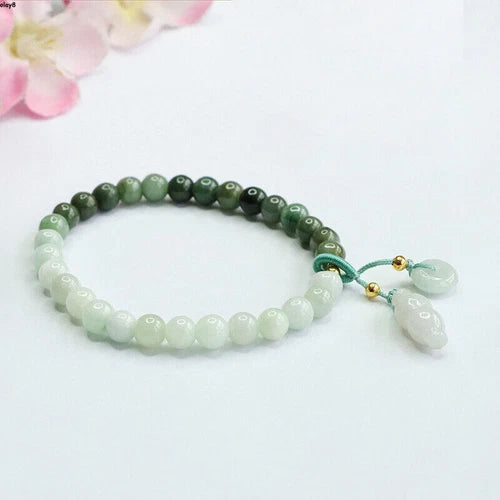 1pc Green Jade Jadeite Women Peace Beads Bracelet 07FC0E-D4 - KOEEK