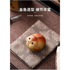 Goldfish Tea Pet Ornament 4cm 1.6in Teapot Cover Holder Kungfu Tea Ceremony 07FC0E-D4 - KOEEK