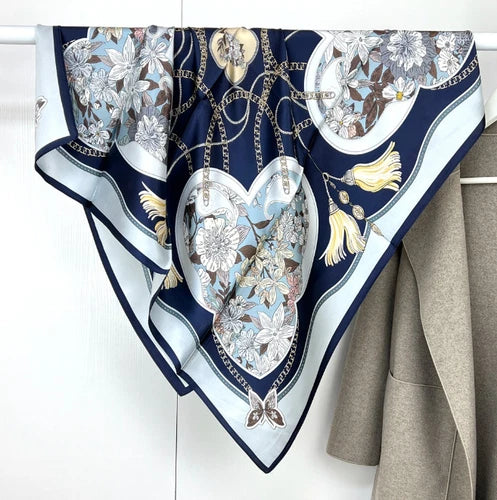 Mulberry Silk Scarf Square Wrap Yelllow ear print Women 88X88cm Bandana 07FC0E-D4 - KOEEK