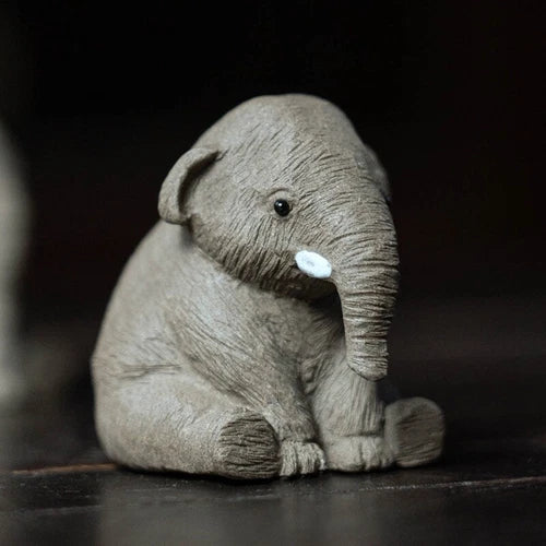 4.6cm Elephant Statue Small Table Decoration Yixing Zisha Purple Clay Tea Pet 07FC0E-D4 - KOEEK