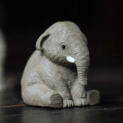 4.6cm Elephant Statue Small Table Decoration Yixing Zisha Purple Clay Tea Pet 07FC0E-D4 - KOEEK