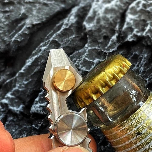 Titanium+Brass Hand Twisting Spinning Top Crowbar Bottle Opener Spinner Gyro Toy 07FC0E-D4 - KOEEK