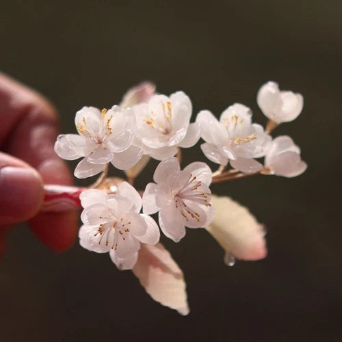 Glass Flower Hairpin Tassel Hanfu Hair Clip Vintage Chinese Style Headpiece 07FC0E-D4 - KOEEK