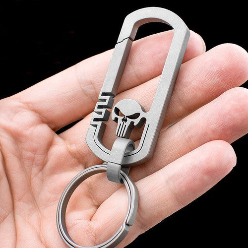 EDC Titanium TC4 Skull Keychain Carabiner w/ Key Ring outdoor Fast Hanging Tool 07FC0E-D4 - KOEEK