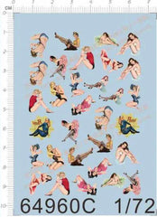 1/72 WWII US Air force Fighter head sexy girls Figure Markings Water Slide Decal 07FC0E-D4 - KOEEK