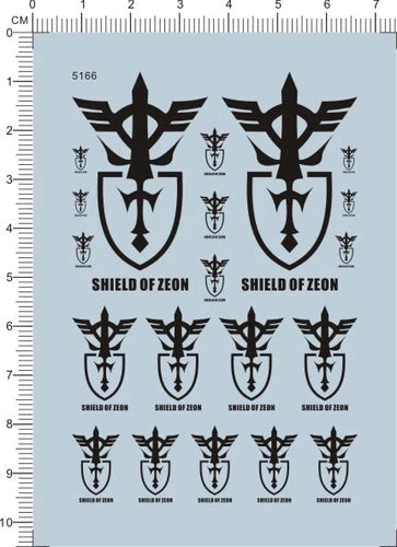 Different Scales SHIELD OF ZEON GDM Markings Model Kit Water Slide Decal Black 07FC0E-D4 - KOEEK