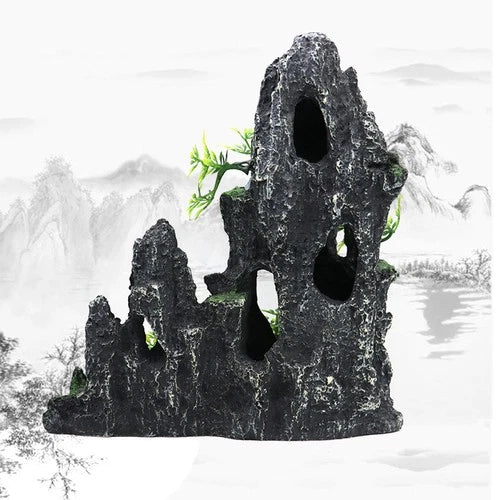 Large Resin Aquarium Mountain Rock Decoration Cave for Fish Tank Landscaping 07FC0E-D4 - KOEEK
