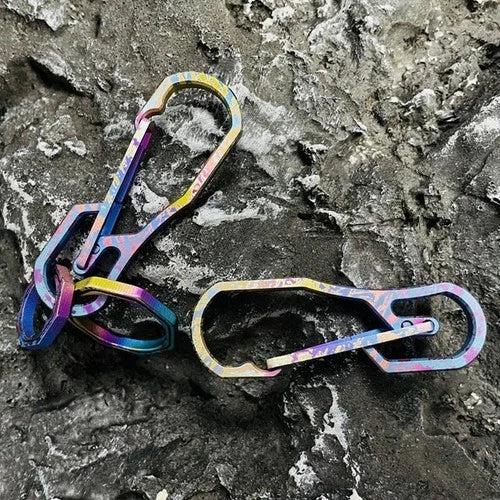Titanium Alloy Keychain Carabiner w Ring Outdoor EDC Waist Hanging Buckle Tool 07FC0E-D4 - KOEEK