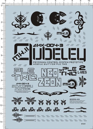 Detail Up MG 1/100 Scale AMX-004-3 QUBELEY GDM Model Water Slide Decal Black 07FC0E-D4 - KOEEK