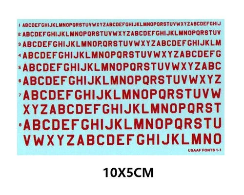 Red Different Scale USSAAF FONTS 1-1 Uppercase Letter Model Water Slide Decal 07FC0E-D4 - KOEEK