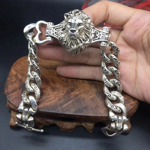Vintage Indigenous Handmade Lion Head Silver Bracelet 17831 07FC0E-D4 - KOEEK