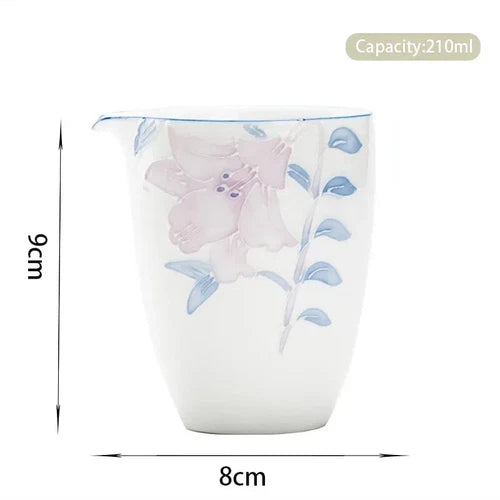 Chinese Ceramic Fair Cup Handmade Relief Flowers Teacup Household Porcelain 07FC0E-D4 - KOEEK