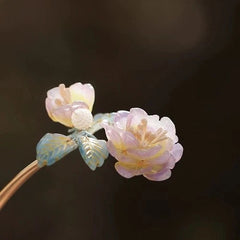 Glass Flower Hairpin Chinese Style Vintage Hair Stick For Bun Dance Accessories 07FC0E-D4 - KOEEK