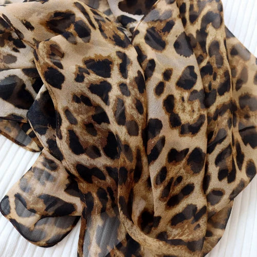 Mulberry Silk Wrap Square leopard Print Scarf Neckerchief Shawl 160X33cm 07FC0E-D4 - KOEEK