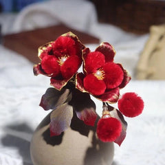 Chinese Style Velvet Flower Hairpin Hanfu Headpiece Red Camellia Hair Clip 07FC0E-D4 - KOEEK
