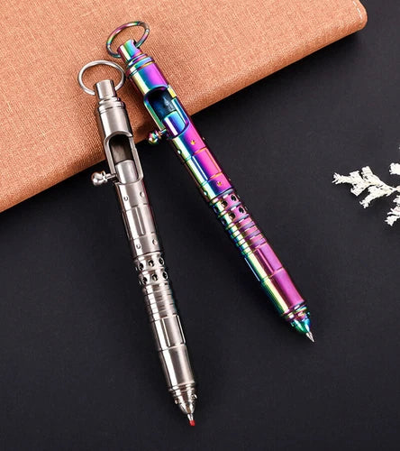Solid Titanium Alloy Steampunk Business Office Signature Bolt Pocket Pen EDC Toy 07FC0E-D4 - KOEEK