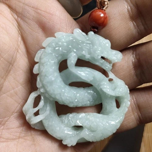 Natural Jade Dragon Pendant Necklace Nine Dragons  Wealth Amulet Jewelry 07FC0E-D4 - KOEEK