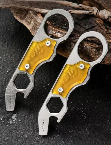 Titanium PEI Bottle Opener Pry Bar Crowbar Wrench EDC Pocket Multi Tool Keychain 07FC0E-D4 - KOEEK