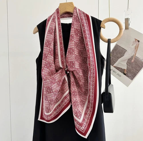 Silk Mulberry 150X16cm Scarf Women Neckerchief Wrap Shape Totem Print 07FC0E-D4 - KOEEK