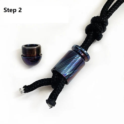 EDC 1PC Titanium Damascus Bullet Shape Knife Lanyard Bead Paracord Pendant Craft 07FC0E-D4 - KOEEK