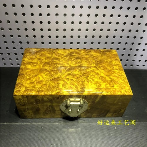 5.9"collect old China Gold-rimmed nanmu Wood Carved jewelry box storage box 07FC0E-D4 - KOEEK