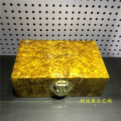 5.9"collect old China Gold-rimmed nanmu Wood Carved jewelry box storage box 07FC0E-D4 - KOEEK