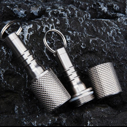 EDC Titanium Portable Keychain Waterproof Box Sealed Container Outdoor Pendant# 07FC0E-D4 - KOEEK