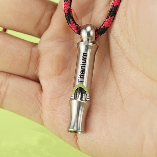 Small Pure Titanium Whistle Portable EDC Outdoor Training Whistle 50mm/1.97" 07FC0E-D4 - KOEEK