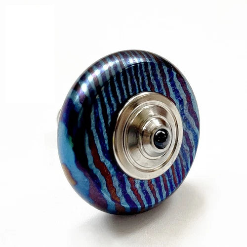 EDC Titanium Damascus Spinning Top Multicolor Desktop Fidget Toy High End Gift 07FC0E-D4 - KOEEK