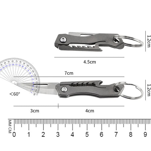 Titanium Mini Knife Keychain Folding Knife Bottle Opener Tool Outdoor Pocket EDC 07FC0E-D4 - KOEEK