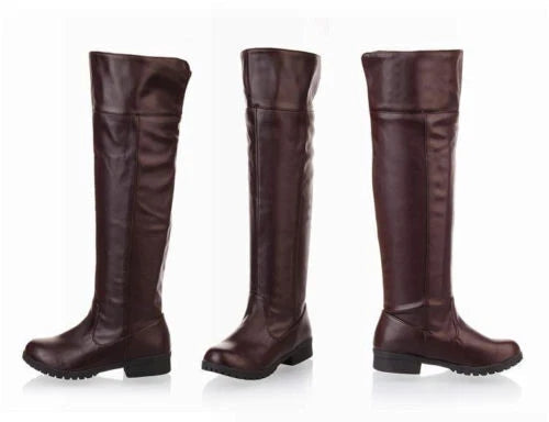 Attack On Titan Shoes Unisex Boots Flat Knee High Stretch Cosplay Riding Boot 07FC0E-D4 - KOEEK