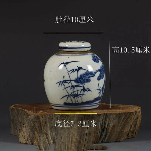 4.1 "Chinese Antique Blue and White Porcelain Hand-painted Pine and Bamboo Jar" 07FC0E-D4 - KOEEK
