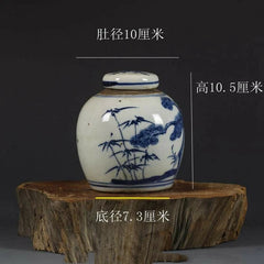 4.1 "Chinese Antique Blue and White Porcelain Hand-painted Pine and Bamboo Jar" 07FC0E-D4 - KOEEK