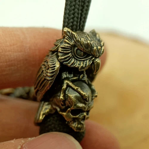 Owl & Skull Brass Bead Parachute Cord Knife Lanyard Pendant DIY Accessories 07FC0E-D4 - KOEEK
