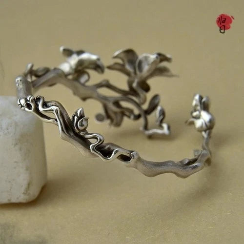 Handmade Magnolia Ladies Bracelet Exquisite Beautiful Fashion Silver Jewelry 07FC0E-D4 - KOEEK