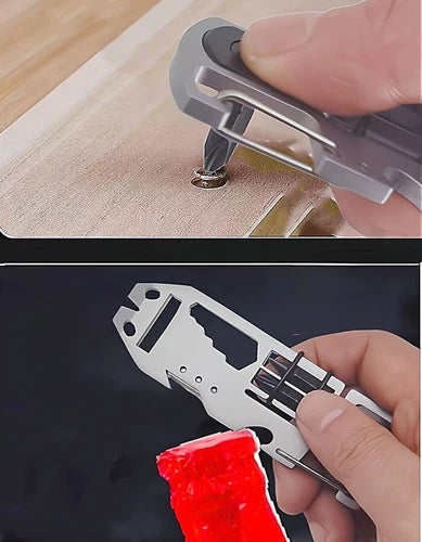 EDC Stainless Steel Key chain Pry Bar Crowbar Pocket Outdoor Multi Card Tools 07FC0E-D4 - KOEEK
