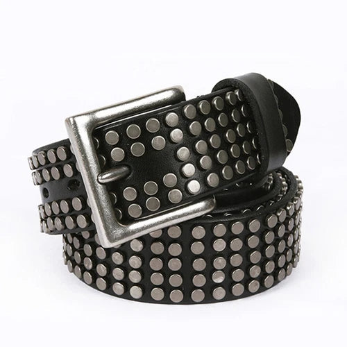 Men  Leather Rivet Belts Male Punk High Quality Fashion Square Belt 07FC0E-D4 - KOEEK